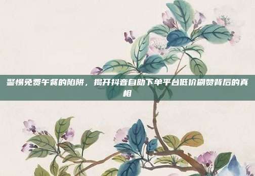 警惕免费午餐的陷阱，揭开抖音自助下单平台低价刷赞背后的真相