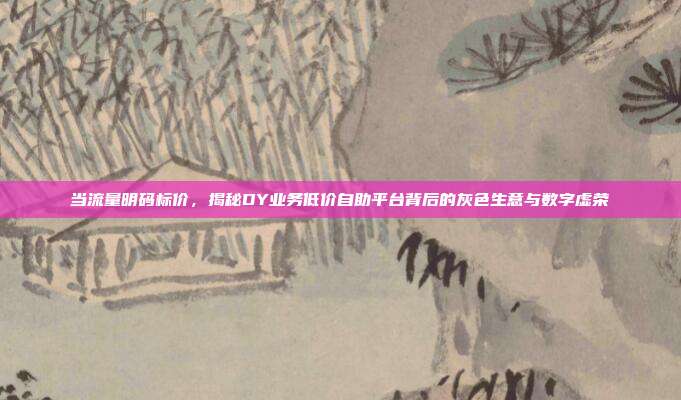 当流量明码标价，揭秘DY业务低价自助平台背后的灰色生意与数字虚荣