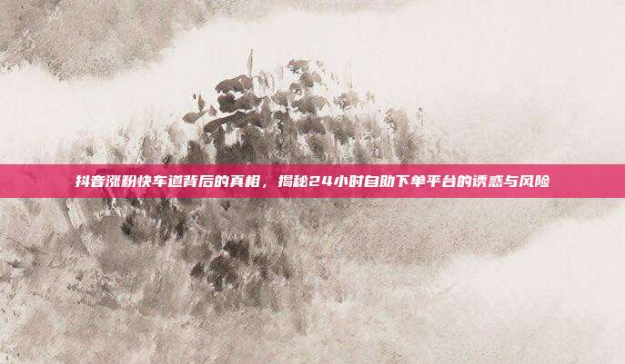 抖音涨粉快车道背后的真相，揭秘24小时自助下单平台的诱惑与风险
