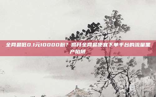 全网最低0.1元10000粉?揭开全网最便宜下单平台的流量黑产陷阱