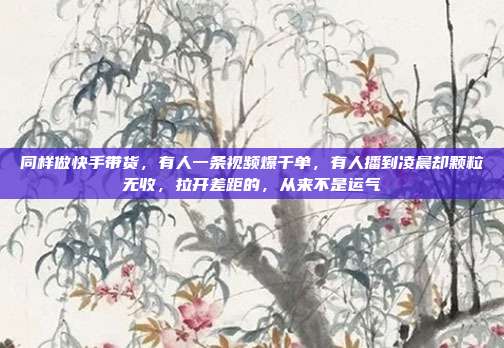 同样做快手带货，有人一条视频爆千单，有人播到凌晨却颗粒无收，拉开差距的，从来不是运气