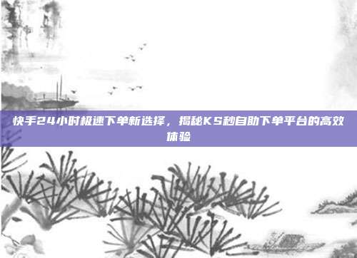 快手24小时极速下单新选择，揭秘KS秒自助下单平台的高效体验