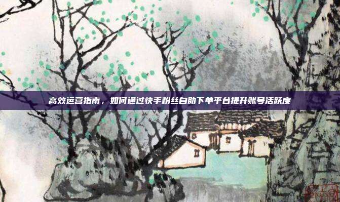 高效运营指南，如何通过快手粉丝自助下单平台提升账号活跃度