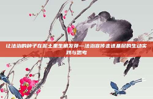 让法治的种子在泥土里生根发芽—法治宣传走进基层的生动实践与思考