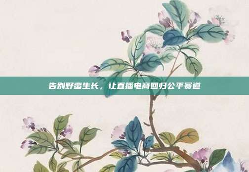 告别野蛮生长，让直播电商回归公平赛道