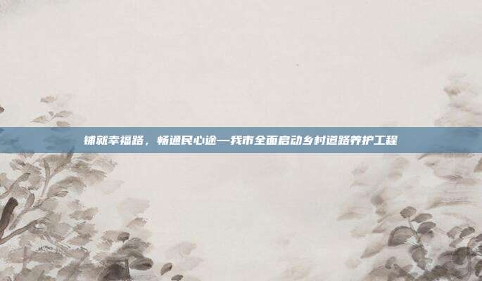 铺就幸福路，畅通民心途—我市全面启动乡村道路养护工程