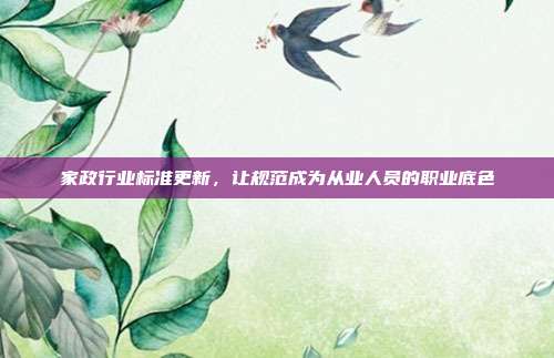 家政行业标准更新,让规范成为从业人员的职业底色