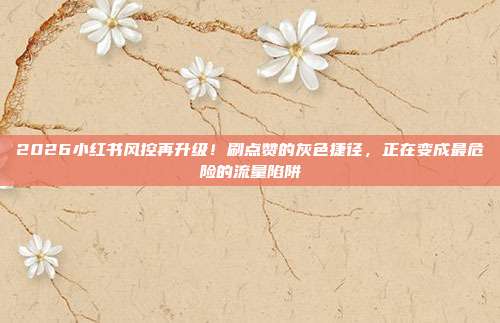 2026小红书风控再升级!刷点赞的灰色捷径,正在变成最危险的流量陷阱
