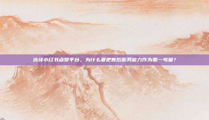 选择小红书点赞平台，为什么要把售后服务能力作为第一考量？