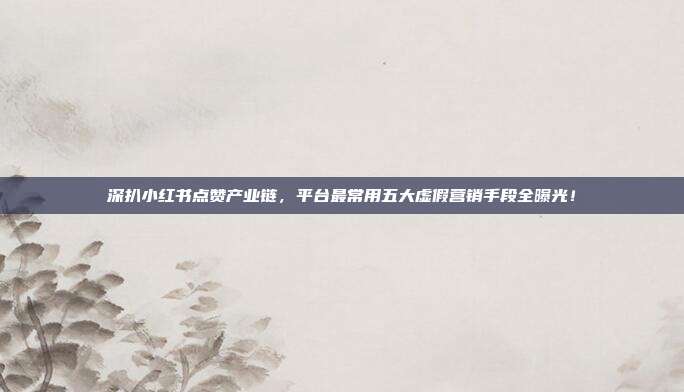 深扒小红书点赞产业链,平台最常用五大虚假营销手段全曝光!