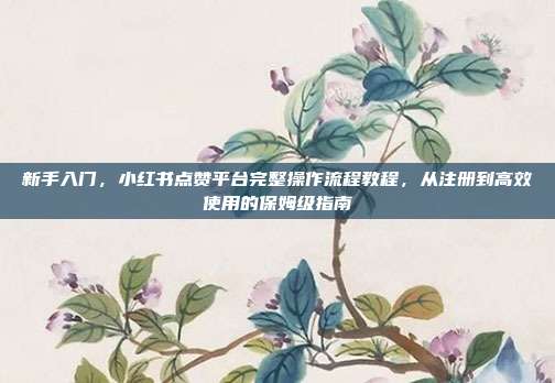 新手入门,小红书点赞平台完整操作流程教程,从注册到高效使用的保姆级指南