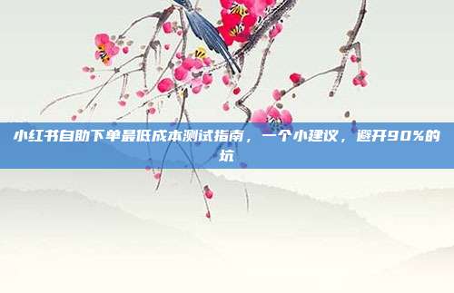 小红书自助下单最低成本测试指南,一个小建议,避开90%的坑