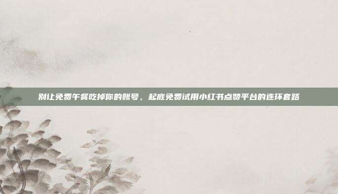 别让免费午餐吃掉你的账号，起底免费试用小红书点赞平台的连环套路