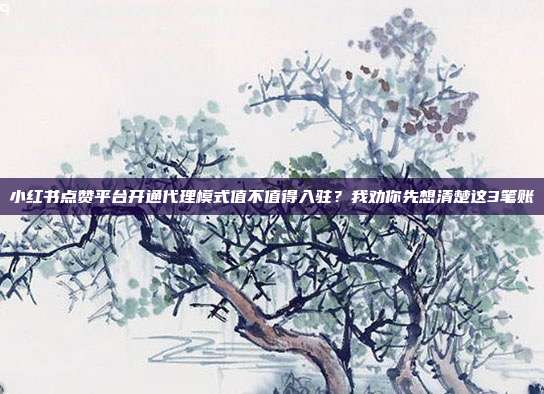 小红书点赞平台开通代理模式值不值得入驻?我劝你先想清楚这3笔账