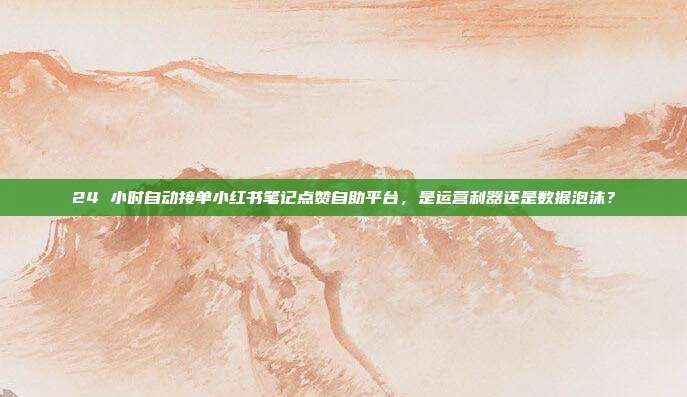 24 小时自动接单小红书笔记点赞自助平台,是运营利器还是数据泡沫?