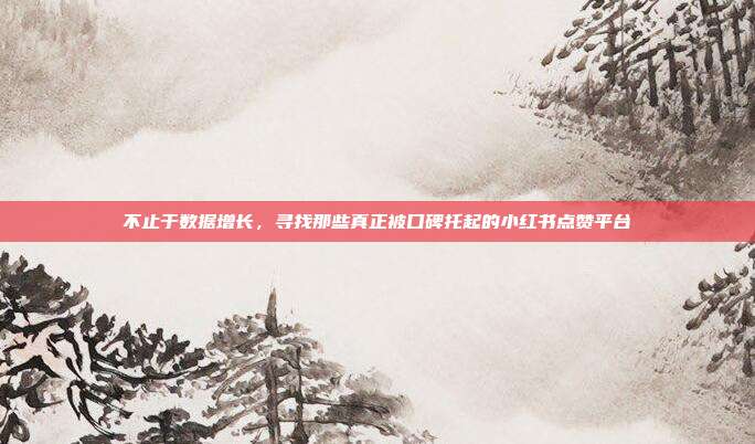 不止于数据增长,寻找那些真正被口碑托起的小红书点赞平台