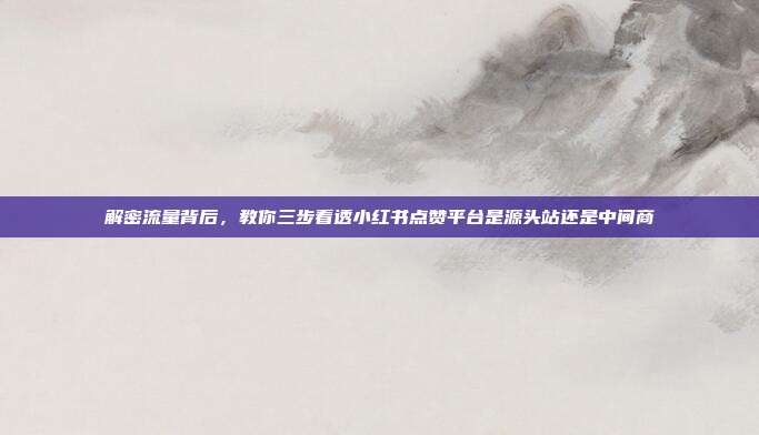 解密流量背后，教你三步看透小红书点赞平台是源头站还是中间商