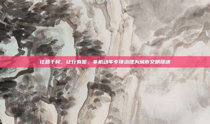 让路于民,让行有矩,非机动车专项治理为城市文明提速