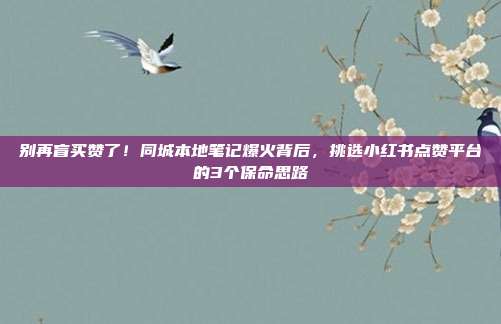 别再盲买赞了!同城本地笔记爆火背后,挑选小红书点赞平台的3个保命思路