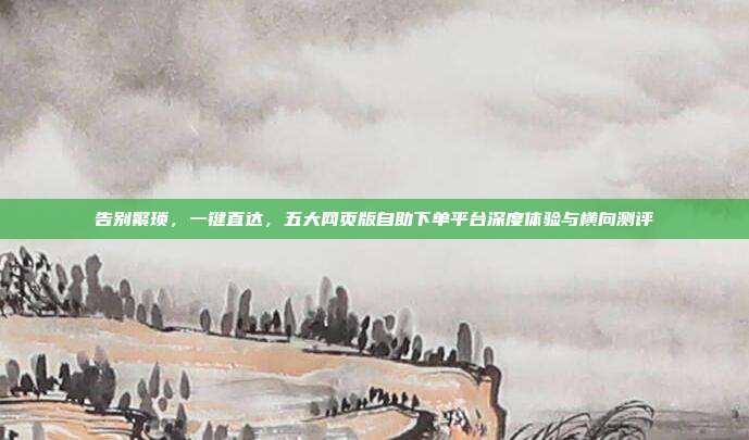 告别繁琐，一键直达，五大网页版自助下单平台深度体验与横向测评