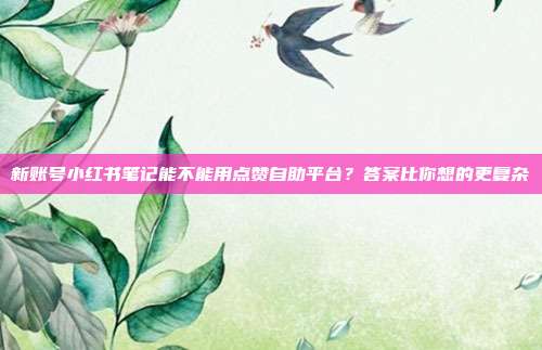 新账号小红书笔记能不能用点赞自助平台？答案比你想的更复杂