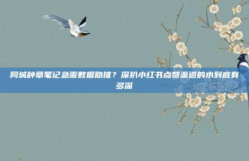 同城种草笔记急需数据助推?深扒小红书点赞渠道的水到底有多深
