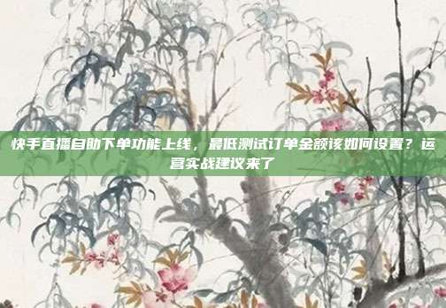 快手直播自助下单功能上线,最低测试订单金额该如何设置?运营实战建议来了