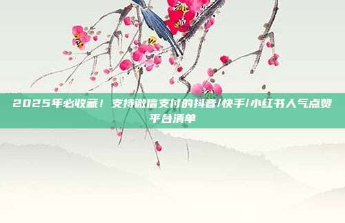 2025年必收藏!支持微信支付的抖音/快手/小红书人气点赞平台清单