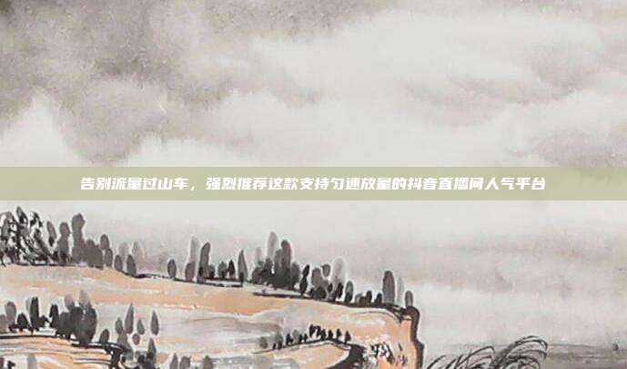 告别流量过山车,强烈推荐这款支持匀速放量的抖音直播间人气平台