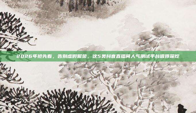 2026年抢先看,告别虚假繁荣,这5类抖音直播间人气测试平台值得深挖