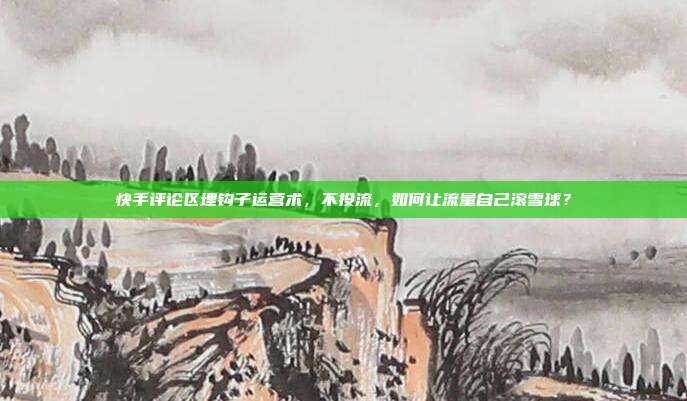 快手评论区埋钩子运营术，不投流，如何让流量自己滚雪球？