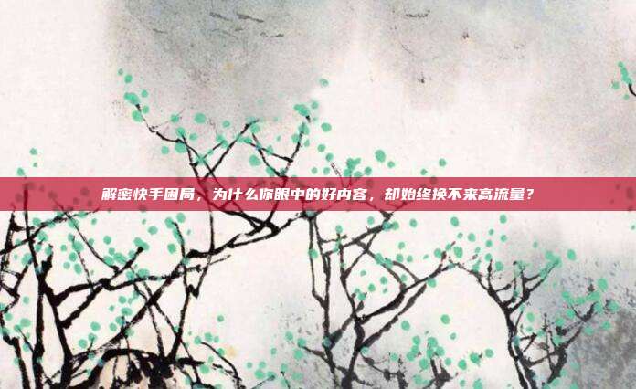 解密快手困局，为什么你眼中的好内容，却始终换不来高流量？
