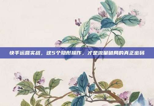 快手运营实战，这5个隐形操作，才是流量破局的真正密码