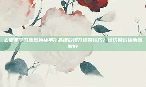 去哪里学习靠谱的快手作品播放提升运营技巧？这份避坑指南请收好