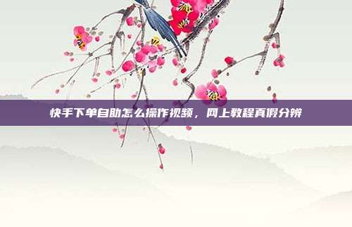 快手下单自助怎么操作视频,网上教程真假分辨
