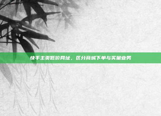 快手主页低价网址，区分商城下单与买量业务