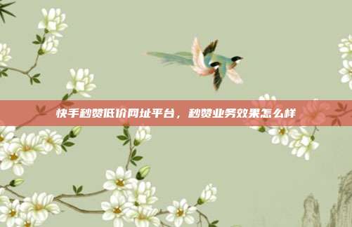 快手秒赞低价网址平台,秒赞业务效果怎么样