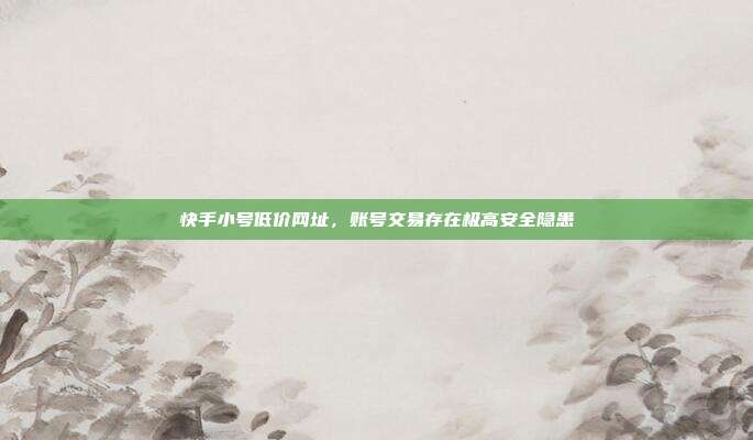 快手小号低价网址,账号交易存在极高安全隐患