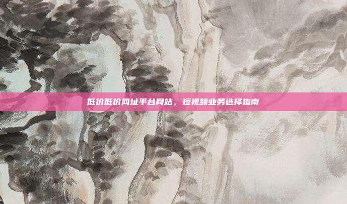 低价低价网址平台网站,短视频业务选择指南
