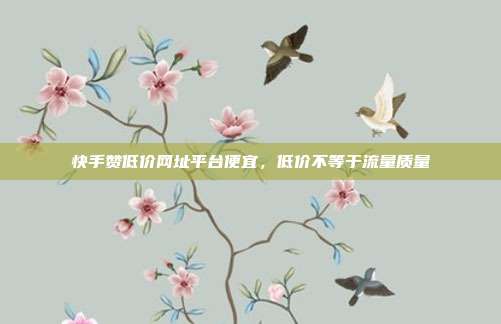快手赞低价网址平台便宜,低价不等于流量质量