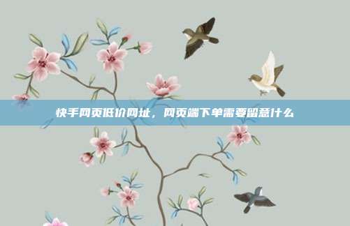 快手网页低价网址,网页端下单需要留意什么