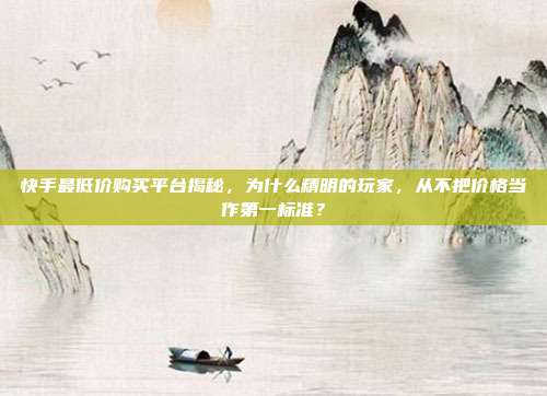 快手最低价购买平台揭秘，为什么精明的玩家，从不把价格当作第一标准？