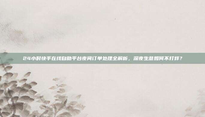 24小时快手在线自助平台夜间订单处理全解析，深夜生意如何不打烊？