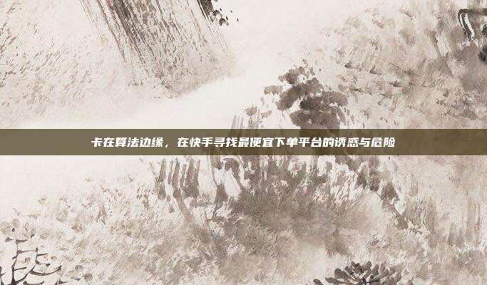 卡在算法边缘，在快手寻找最便宜下单平台的诱惑与危险