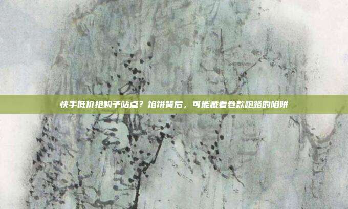 快手低价抢购子站点？馅饼背后，可能藏着卷款跑路的陷阱