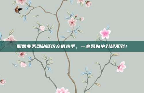 刷赞业务网站低价充值快手,一套路你绝对想不到!