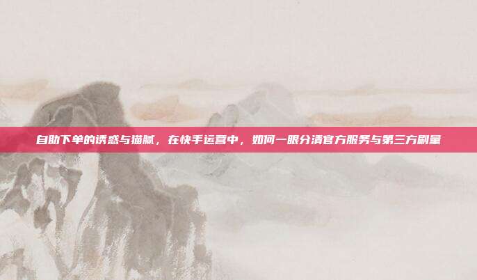 自助下单的诱惑与猫腻，在快手运营中，如何一眼分清官方服务与第三方刷量