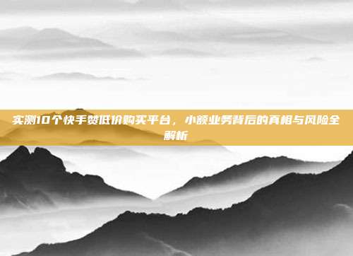 实测10个快手赞低价购买平台,小额业务背后的真相与风险全解析