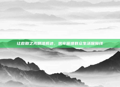 让救助之光精准抵达,筑牢困难群众生活保障线