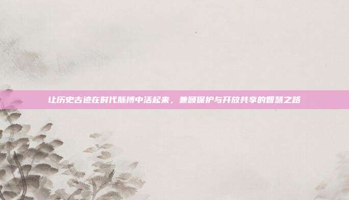 让历史古迹在时代脉搏中活起来,兼顾保护与开放共享的智慧之路